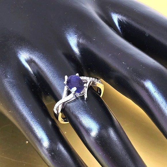 Natural Sapphire set "Afina" 925 Sterling Silver Earrings Pendant Ring 6.75/7.75 - Picture 6 of 10